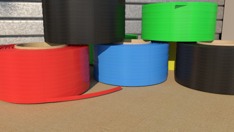 Stacked reels of strapping CAD